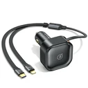 USAMS C41 2xUSB-C car charger with retractable cable PD 30W Fast Charge black