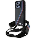 BMW BMHCP15L23PSVTK Apple iPhone 15 Pro hardcase M Edition Carbon Tricolor Lines & Strap black