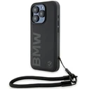 BMW BMHCP15L23RMRLK Apple iPhone 15 Pro hardcase Signature Leather Wordmark Cord black
