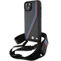 BMW BMHCP15S23PSVTK Apple iPhone 15 / 14 / 13 hardcase M Edition Carbon Tricolor Lines & Strap black