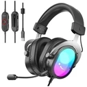 Fifine H16 / AmpliGame H16 7.1 Black RGB Over‑ear Gaming Headset (Wired USB + 3.5mm, Detachable Mic)