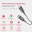 Unitek Καλώδιο Οπτικό HDMI 2.0 AOC 12 m (C11072BK03-12M)