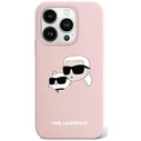 Karl Lagerfeld KLHMP15LSKCHPPLP Apple iPhone 15 Pro hardcase Silicone Karl & Choupette MagSafe pink