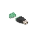 DELOCK USB 2.0 Type-A Female (Socket) to 5‑pin Terminal Block Adapter, 2‑piece