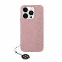 Karl Lagerfeld KLHCP15XPSAKDGCP Apple iPhone 15 Pro Max hardcase Saffiano Rhinestones & Charm pink