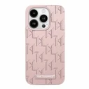Karl Lagerfeld KLHMP15LPKHPORPP Apple iPhone 15 Pro hardcase Leather Monogram Metal Logo pink