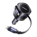 Baseus Enjoyment Max Car Charger 90W Fast Charging 1xUSB-A + 1xUSB-C with Type-C/Lightning Cable Black
