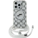 Karl Lagerfeld KLHMP15LHCKCKLCT Apple iPhone 15 Pro hardcase IML Crossbody Monogram Karl & Choupette Head MagSafe transparent