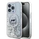 Karl Lagerfeld KLHMP15LLGCHSGH Apple iPhone 15 Pro hardcase Liquid Glitter Choupette Head Magsafe transparent