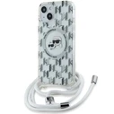 Karl Lagerfeld KLHMP15SHCKCKLCT Apple iPhone 15 / 14 / 13 hardcase IML Crossbody Monogram Karl & Choupette Head MagSafe transparent