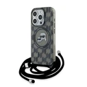 Karl Lagerfeld KLHMP15LHCKCKLCK Apple iPhone 15 Pro hardcase IML Crossbody Monogram Karl & Choupette Head MagSafe black