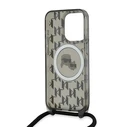 Karl Lagerfeld KLHMP15LHCKCKLCK Apple iPhone 15 Pro hardcase IML Crossbody Monogram Karl & Choupette Head MagSafe black