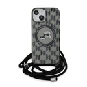 Karl Lagerfeld KLHMP15SHCKCKLCK Apple iPhone 15 / 14 / 13 hardcase IML Crossbody Monogram Karl & Choupette Head MagSafe black