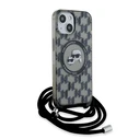 Karl Lagerfeld KLHMP15SHCKCKLCK Apple iPhone 15 / 14 / 13 hardcase IML Crossbody Monogram Karl & Choupette Head MagSafe black