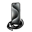 Karl Lagerfeld KLHMP15SHCKCKLCK Apple iPhone 15 / 14 / 13 hardcase IML Crossbody Monogram Karl & Choupette Head MagSafe black