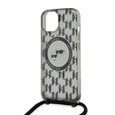 Karl Lagerfeld KLHMP15SHCKCKLCK Apple iPhone 15 / 14 / 13 hardcase IML Crossbody Monogram Karl & Choupette Head MagSafe black