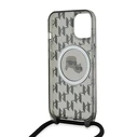 Karl Lagerfeld KLHMP15SHCKCKLCK Apple iPhone 15 / 14 / 13 hardcase IML Crossbody Monogram Karl & Choupette Head MagSafe black