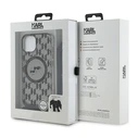 Karl Lagerfeld KLHMP15SHCKCKLCK Apple iPhone 15 / 14 / 13 hardcase IML Crossbody Monogram Karl & Choupette Head MagSafe black