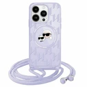 Karl Lagerfeld KLHMP15SHCKCKLCU Apple iPhone 15 / 14 / 13 hardcase IML Crossbody Monogram Karl & Choupette Head MagSafe purple