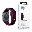 3MK Silicone Watch Strap for Apple Watch 4/5/6/7/8/9/SE/Ultra 42/44/45/49mm dark purple/mulberry
