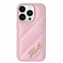 Karl Lagerfeld KLHCP15XPQDSMGP Apple iPhone 15 Pro Max hardcase Diagonal Quilted Script pink