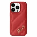 Karl Lagerfeld KLHCP15XPQDSMGR Apple iPhone 15 Pro Max hardcase Diagonal Quilted Script red