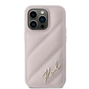 Karl Lagerfeld KLHCP14LPQDSMGP Apple iPhone 14 Pro hardcase Diagonal Quilted Script pink