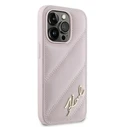 Karl Lagerfeld KLHCP14LPQDSMGP Apple iPhone 14 Pro hardcase Diagonal Quilted Script pink