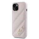 Karl Lagerfeld KLHCP14SPQDSMGP Apple iPhone 14 / 15 / 13 hardcase Diagonal Quilted Script pink