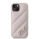 Karl Lagerfeld KLHCP14SPQDSMGP Apple iPhone 14 / 15 / 13 hardcase Diagonal Quilted Script pink