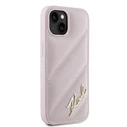 Karl Lagerfeld KLHCP14SPQDSMGP Apple iPhone 14 / 15 / 13 hardcase Diagonal Quilted Script pink