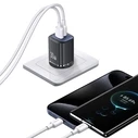 USAMS CC254 wall charger USB-A, USB-C 30W GaN Fast Charging HC Series black