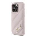 Karl Lagerfeld KLHCP15LPQDSMGP Apple iPhone 15 Pro hardcase Diagonal Quilted Script pink