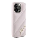 Karl Lagerfeld KLHCP15LPQDSMGP Apple iPhone 15 Pro hardcase Diagonal Quilted Script pink