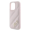 Karl Lagerfeld KLHCP15LPQDSMGP Apple iPhone 15 Pro hardcase Diagonal Quilted Script pink