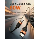 Cabletime Braided USB 2.0 Cable USB-C male - USB-C 60W Μαύρο 1m CT-CM60-AOB1