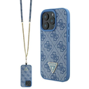 Case Guess GUHCP16LP4TDSCPB Apple iPhone 16 Pro hardcase Leather Metal Logo Strass Crossbody blue