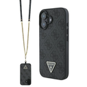 Case Guess GUHCP16SP4TDSCPK Apple iPhone 16 hardcase Leather Metal Logo Strass Crossbody black