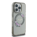 Case Guess GUHMP16LHFWFCK Apple iPhone 16 Pro hardcase IML Flowers Wreath MagSafe black