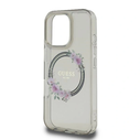 Case Guess GUHMP16LHFWFCK Apple iPhone 16 Pro hardcase IML Flowers Wreath MagSafe black