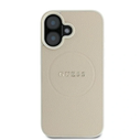 Case Guess GUHMP16SPGHSMME Apple iPhone 16 hardcase Grained Ring MagSafe beige