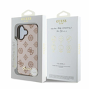 Case Guess GUHMP16SPGPYSW Apple iPhone 16 hardcase Peony Script MagSafe brown