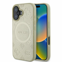 Case Guess GUHMP16SPSAPSMED Apple iPhone 16 hardcase Saffiano Peony Classic Logo MagSafe gold