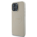 Case Guess GUHMP16XPGHSMME Apple iPhone 16 Pro Max hardcase Grained Ring MagSafe beige