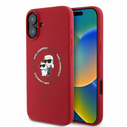 Case Karl Lagerfeld KLHMP16SSCMKCRHR Apple iPhone 16 hardcase Silicone Karl&Choupette Heads Ring MagSafe red