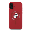 Case Karl Lagerfeld KLHMP16SSCMKCRHR Apple iPhone 16 hardcase Silicone Karl&Choupette Heads Ring MagSafe red