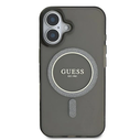 Guess GUHMP16SHFGEREK Apple iPhone 16 hardcase IML Glitter Circle MagSafe black