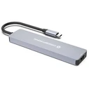 Docking Station Conceptronic USB-C->HDMI,USB3.0,100WPD 7-in-1 0.25m(Grey)