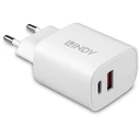 Φορτιστής Πρίζας Lindy USB Typ A & C 20W, White