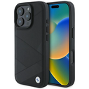 BMW BMHCP16L23RCGPK Apple iPhone 16 Pro hardcase Sign Leather Crossing Lines Pattern black